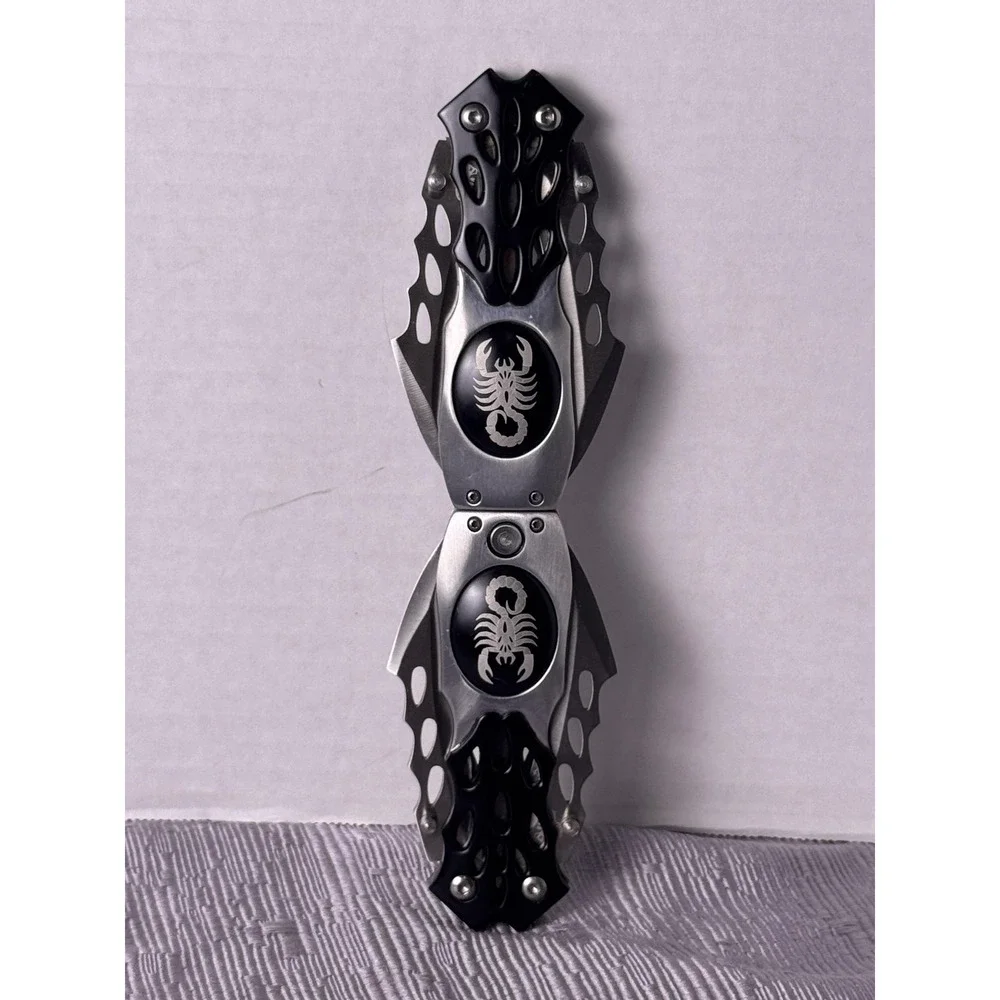 Tactical Hawkbill Folding Knife 4 Blade Scorpion Silver Aluminum